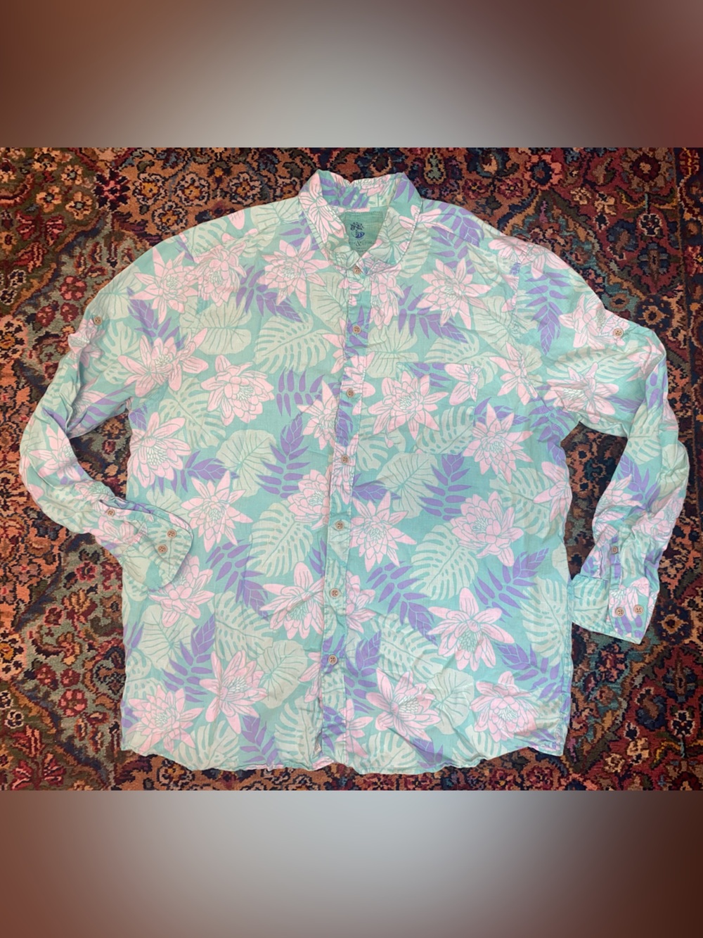 Linen Floral Button Down Shirt